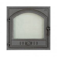 SVT 406 Чугунная каминная дверца герметичная левая, со стеклом, 1 створка, 410*410 мм