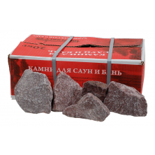 Малиновый кварцит обвалованный камни для бани (70-150 мм), 20 кг